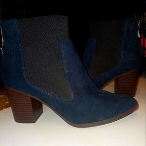 Dark Blue Heeled Booties- Women's Size 8